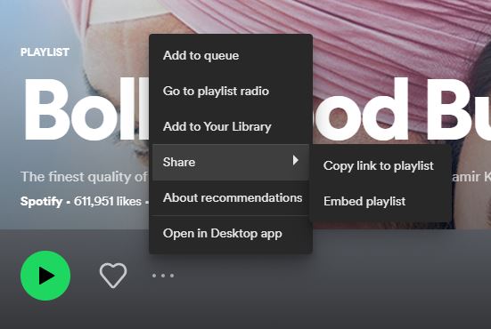 Getting Spotify playlist link